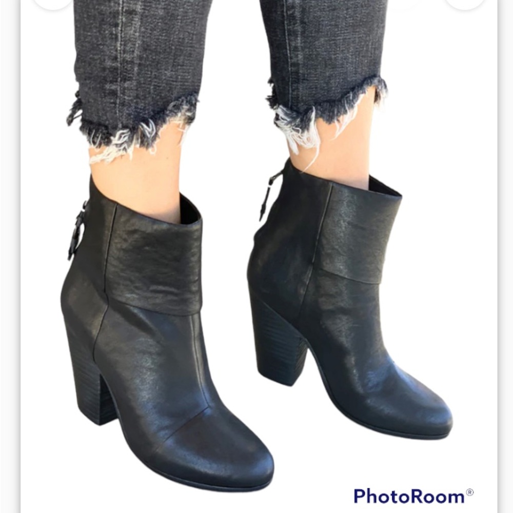 Rag&Bone Newburry Italian Black Leather Ankle Boots Size 40